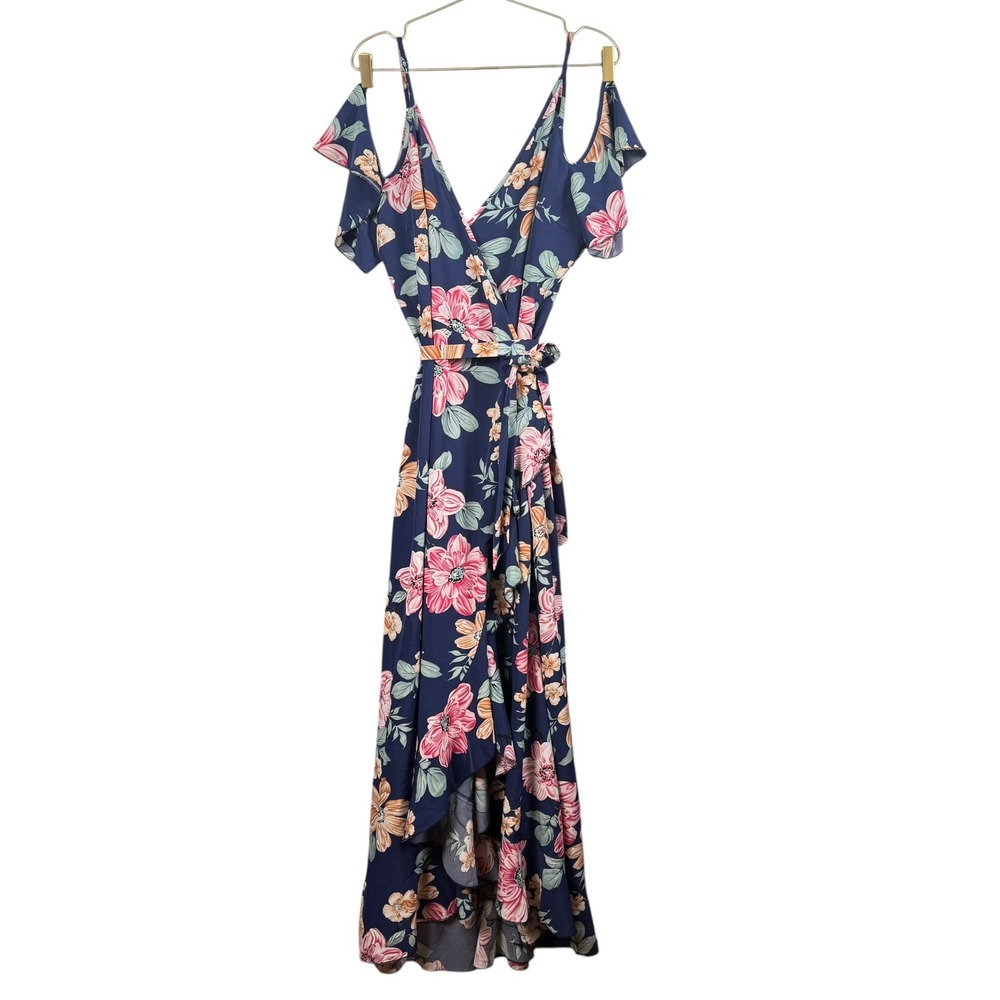 Shein Curve 4XL Floral Wrap Maxi‎ Dress Plus Size Boho Flowy Summer Beach 950950